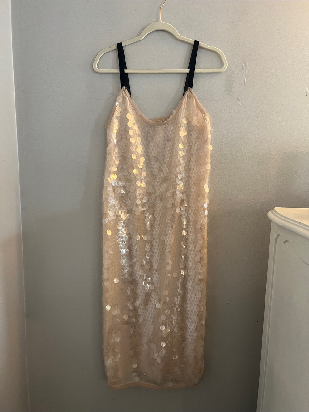 ZARA cream sequence dress NWT